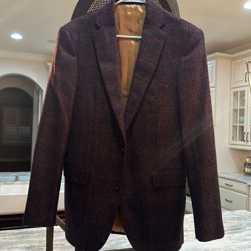 Designer Jacket Brown Navy Plaid • Custom Designer Jacket Fully Lined